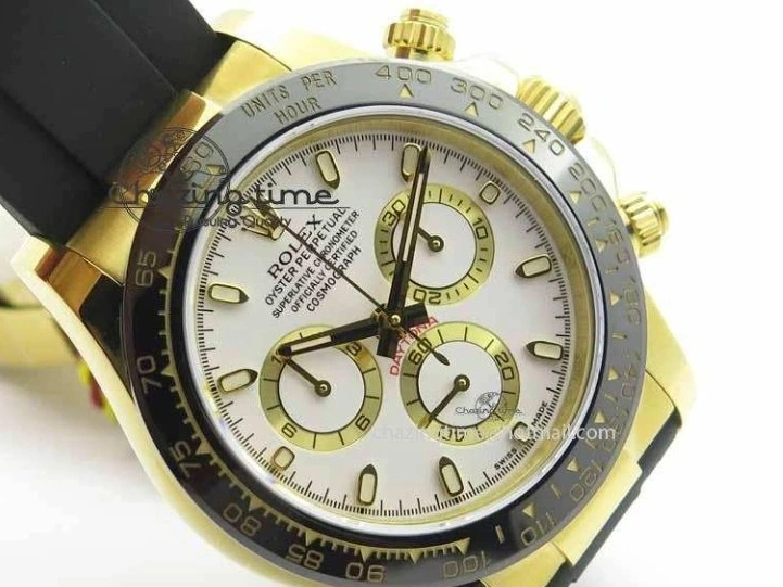 MiroTime 0417 Timeless Daytona YG 116518LN JH Best Edition White Dial On Rubber Strap A4130 (Free XS rubber strap) 3643